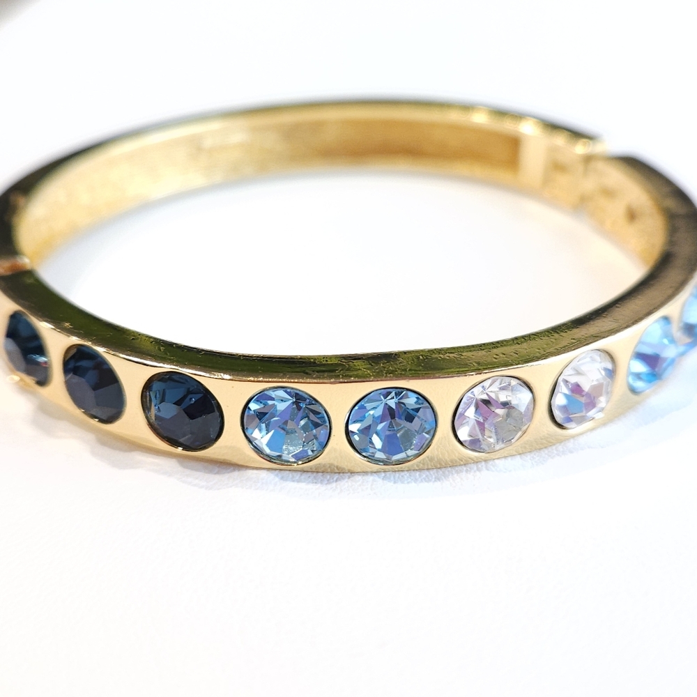 Christian Dior Bracelet Vintage Swarovski Blue Crystal Chr.Dior Gold Bracelet - Picture 4 of 16